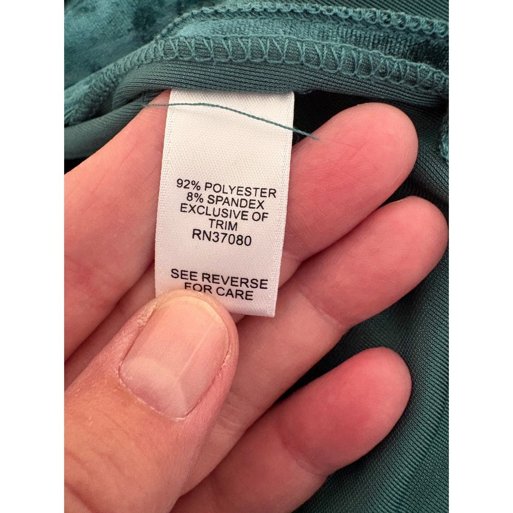 Cato Women XL Teal Crushed Velvet Duster Cardigan Open Front Longline Blazer - Picture 5 of 10